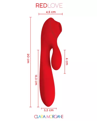 Rabbit Red Love Clara Morgane Sextoy 2 en 1 en Silicone Médical pour Double Stimulation Clitoridienne et Vaginale - image 8