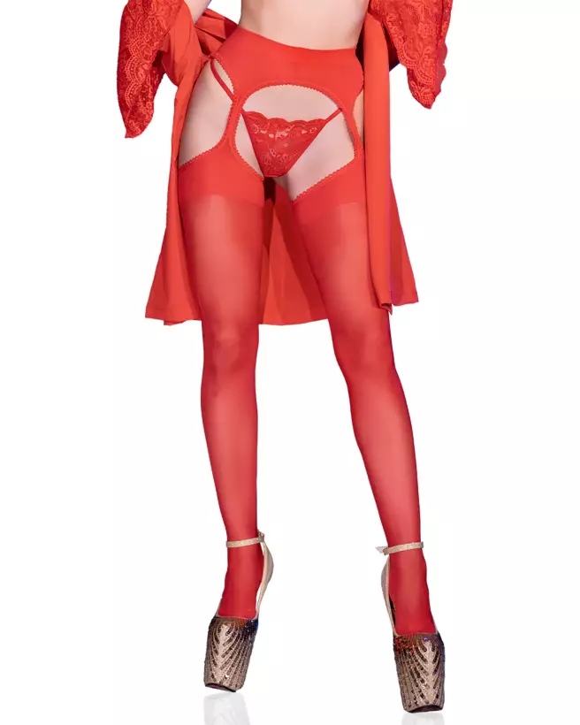 Collant ouvert Chilirose 30Den rouge taille S/M-1