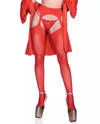 Collant ouvert Chilirose 30Den rouge taille S/M-1