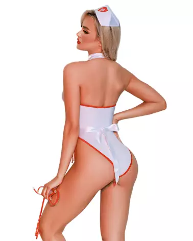 Image de la tenue d'infirmière sexy 4 pièces Paris Hollywood en blanc, taille unique-2