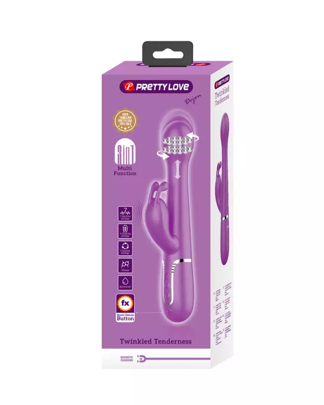 Image du vibromasseur PrettyLove Twinkled Dejon Violet, sextoy ergonomique et hypoallergénique pour plaisir intense-2
