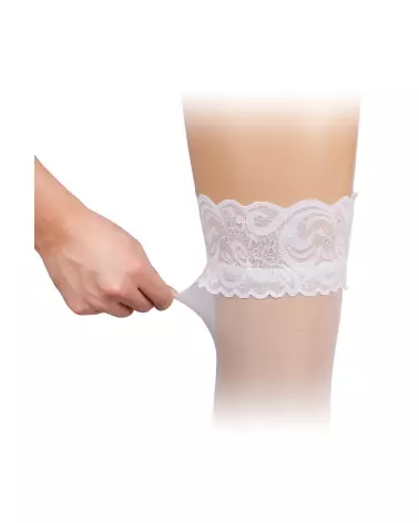 Bas autofixants blancs XL/XXL de Paris Hollywood pour élégance en grande taille-4