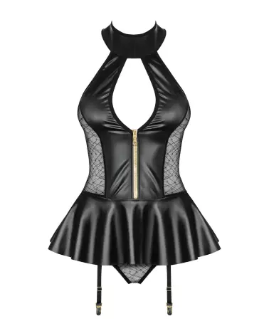 Guêpière noire Obsessive 859-COR-1 en dentelle fine et serre-taille élégant-4