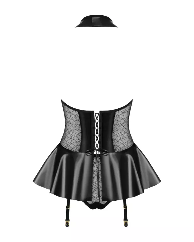 Guêpière noire Obsessive 859-COR-1 en dentelle fine et serre-taille élégant-5