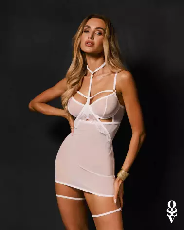 Nuisette Arrowel blanche Obsessive en dentelle élégante-4