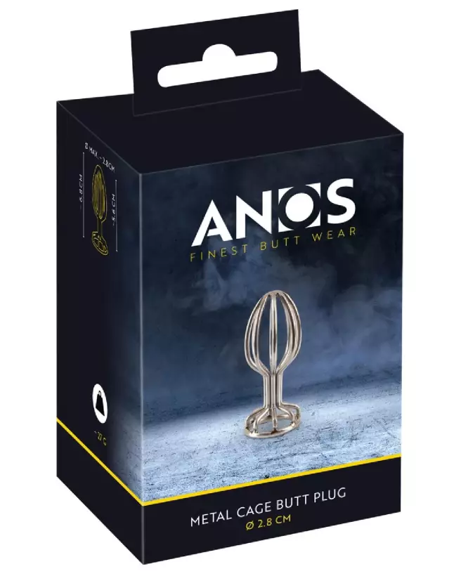 Image du Plug Anal ANOS Metal Cage Butt Plug 2.8 en métal, vue détaillée et ergonomique-1