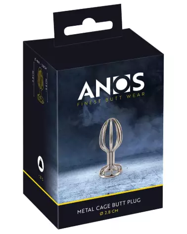 Image du Plug Anal ANOS Metal Cage Butt Plug 2.8 en métal, vue détaillée et ergonomique-1