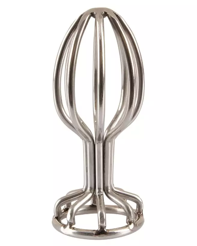 Image du Plug Anal ANOS Metal Cage Butt Plug 2.8 en métal, vue détaillée et ergonomique-2