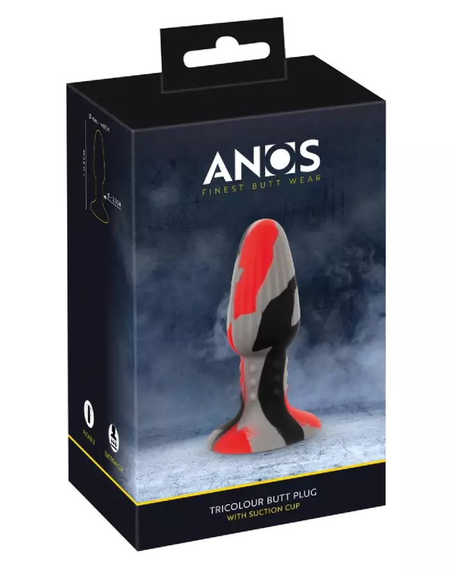 Plug Anal ANOS Triple Color Butt Plug W en silicone coloré pour plaisir anal intensifié-1