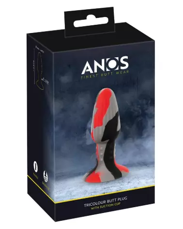 Plug Anal ANOS Triple Color Butt Plug W en silicone coloré pour plaisir anal intensifié-1