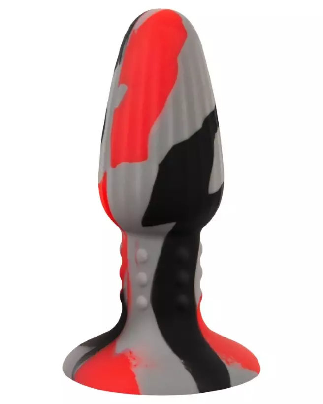 Plug Anal ANOS Triple Color Butt Plug W en silicone coloré pour plaisir anal intensifié-2