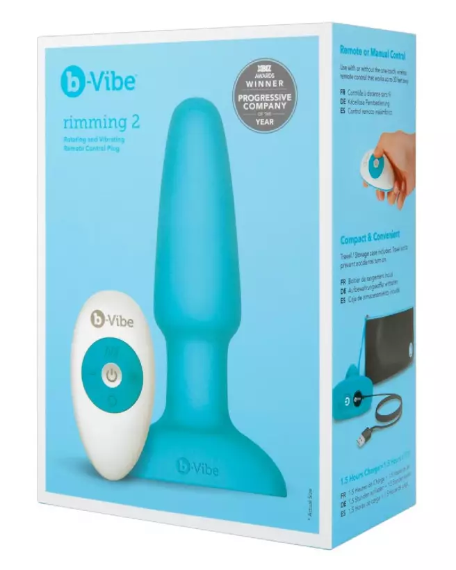 Image du b-Vibe Rimming Plug Blue, plug anal innovant et étanche-1