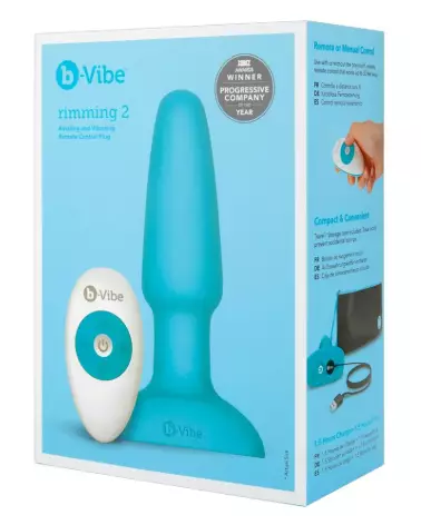 Image du b-Vibe Rimming Plug Blue, plug anal innovant et étanche-1