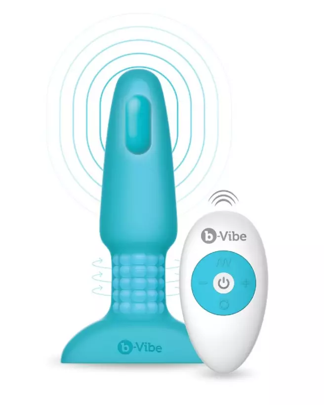 Image du b-Vibe Rimming Plug Blue, plug anal innovant et étanche-2