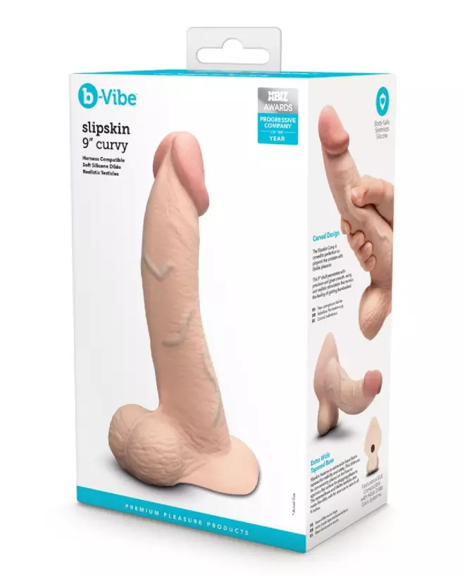 Image du b-Vibe Slipskin 9" Curved Crea, sextoy réaliste haut de gamme-1
