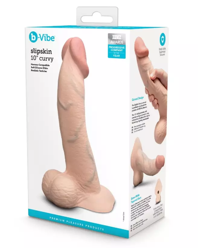 Image du Slipskin 10" Curved Cre de b-Vibe, sextoy réaliste haut de gamme-1