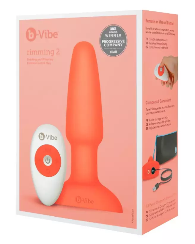b-Vibe Rimming Plug 2 Orange pour stimulation anale avancée-1