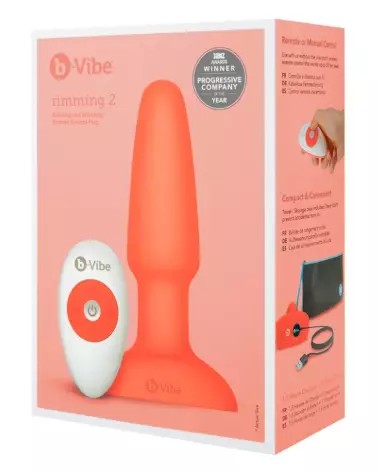 b-Vibe Rimming Plug 2 Orange pour stimulation anale avancée-1