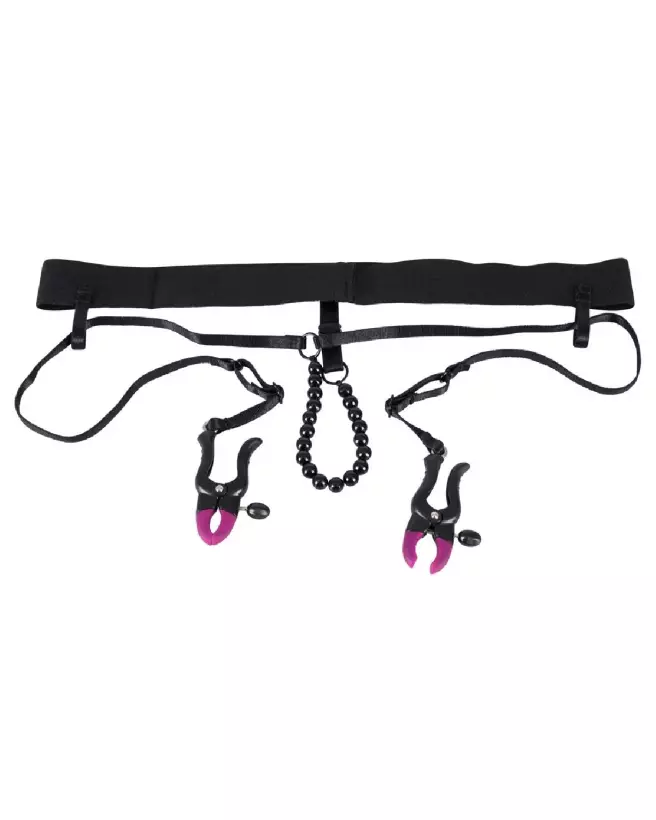 Image BK Pearl String & Silicone Clamp de Bad Kitty, pinces à tétons et clitoris en silicone avec perles-2