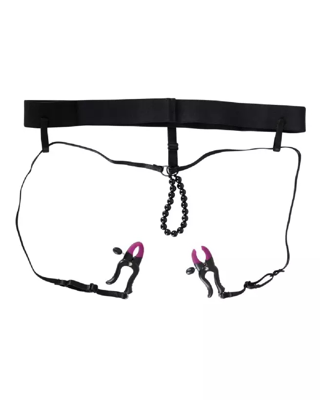 Image BK Pearl String & Silicone Clamp de Bad Kitty, pinces à tétons et clitoris en silicone avec perles-3