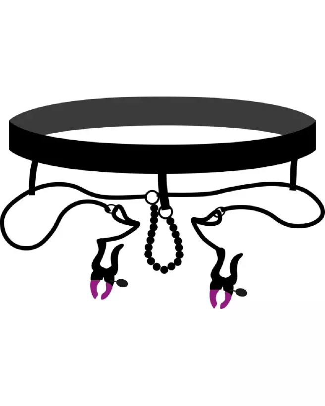 Image BK Pearl String & Silicone Clamp de Bad Kitty, pinces à tétons et clitoris en silicone avec perles-6