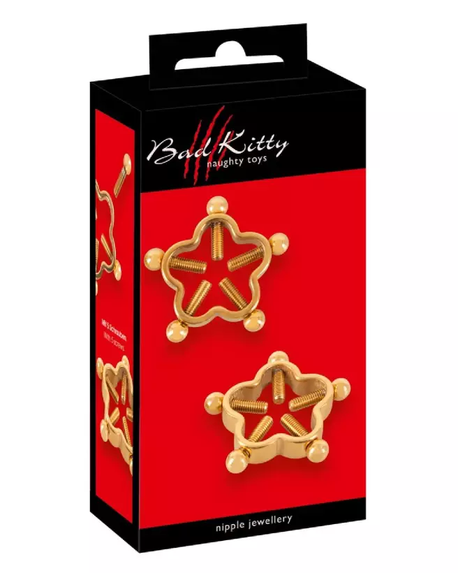 Image de Bad Kitty Nipple Jewellery Gold pour pinces à tétons et clitoris, bijoux intimes dorés-1