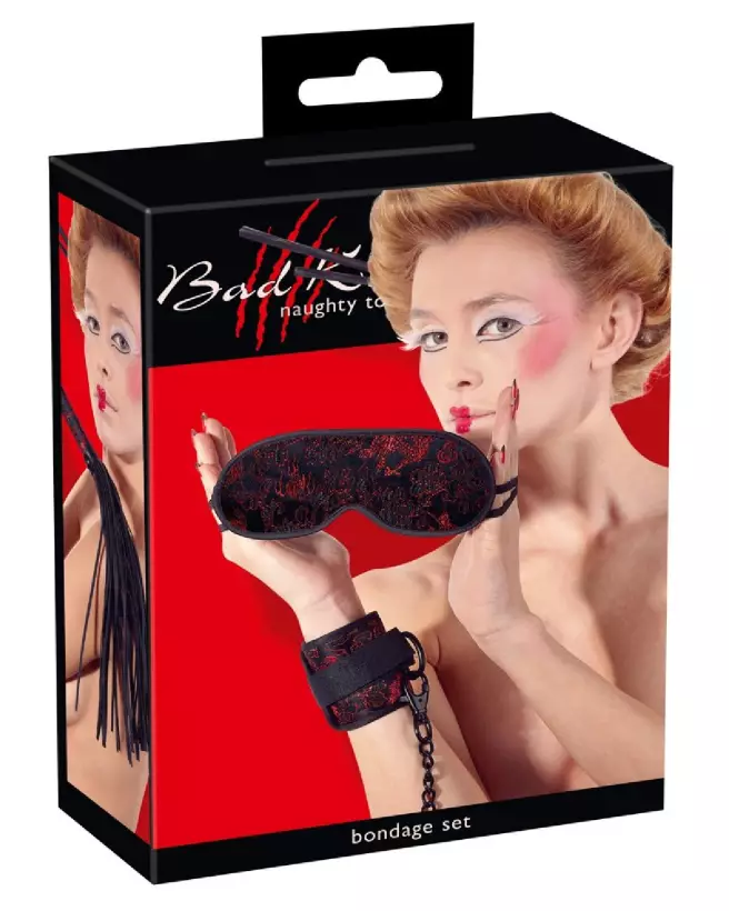 Set de Bondage Bad Kitty avec menottes, masque et tapette-1