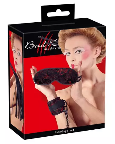 Set de Bondage Bad Kitty avec menottes, masque et tapette-1