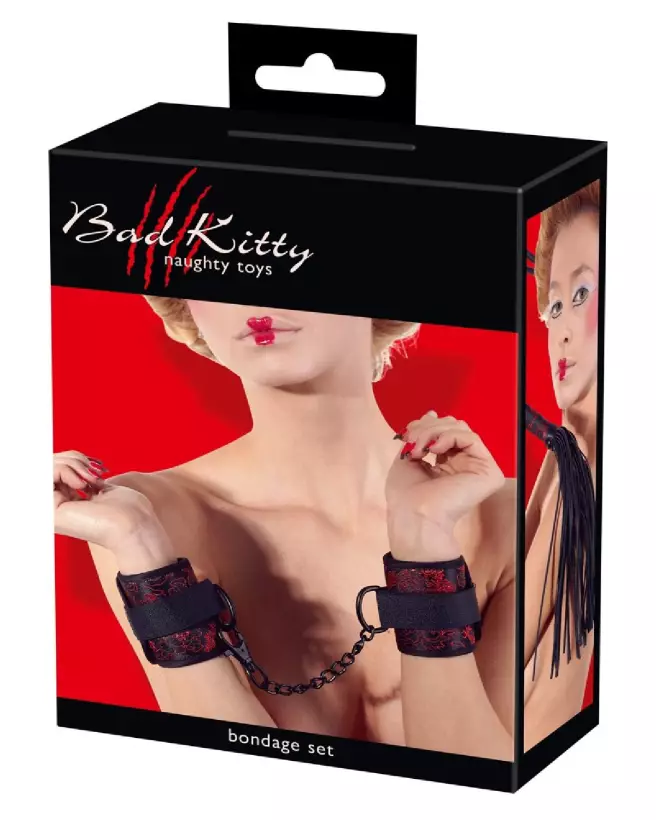 Set de Bondage Bad Kitty avec menottes, masque et tapette-5