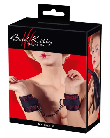 Set de Bondage Bad Kitty avec menottes, masque et tapette-5