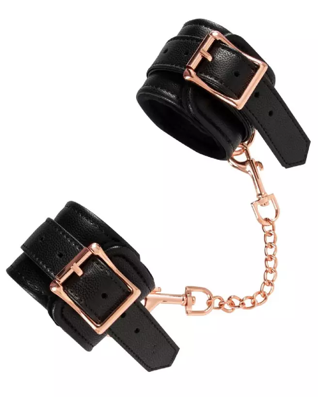 Menottes Bad Kitty Cuffs noires confortables et ajustables pour jeux érotiques-4