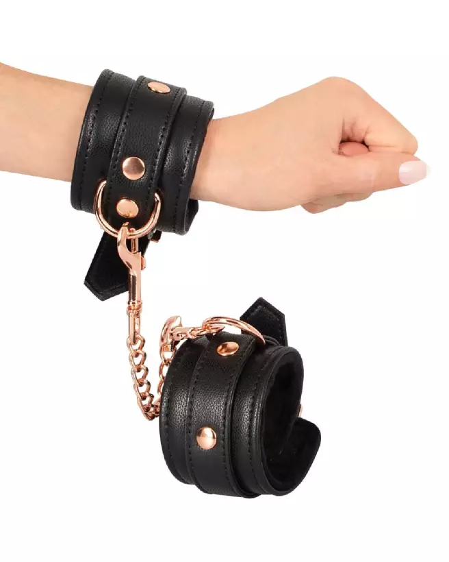 Menottes Bad Kitty Cuffs noires confortables et ajustables pour jeux érotiques-5