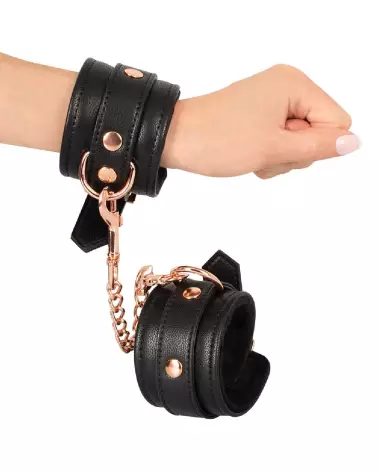 Menottes Bad Kitty Cuffs noires confortables et ajustables pour jeux érotiques-5