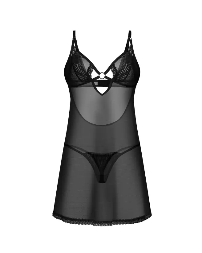 Nuisette Alliane noire avec string par Obsessive en lingerie féminine élégante et séduisante-8