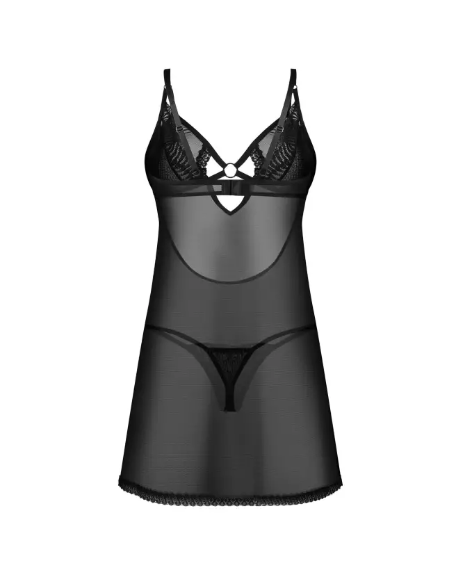 Nuisette Alliane noire avec string par Obsessive en lingerie féminine élégante et séduisante-9