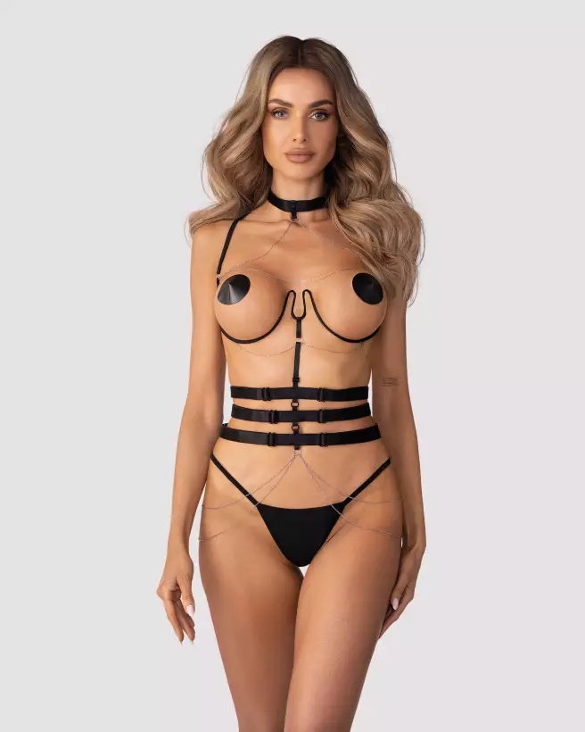 Harnais Noir Premisis Premium d'Obsessive en Guêpière Corset et Serre-Taille-2