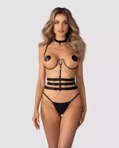 Harnais Noir Premisis Premium d'Obsessive en Guêpière Corset et Serre-Taille-2