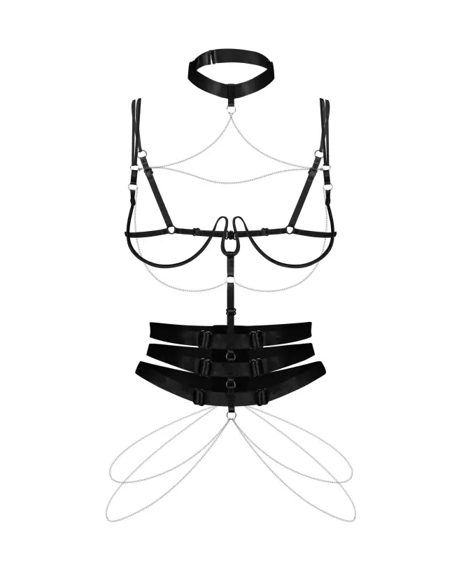 Harnais Noir Premisis Premium d'Obsessive en Guêpière Corset et Serre-Taille-9