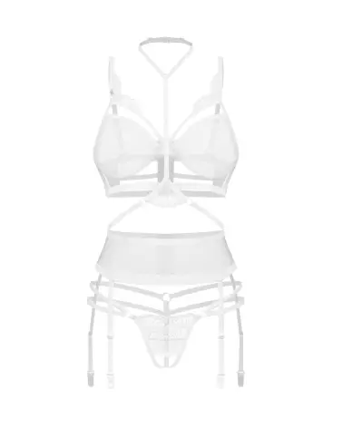 Ensemble lingerie Obsessive 3 pièces blanc ouvert premium-7