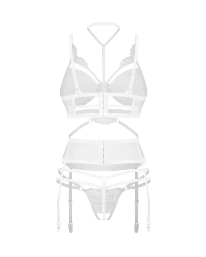 Ensemble lingerie Obsessive 3 pièces blanc ouvert premium-8