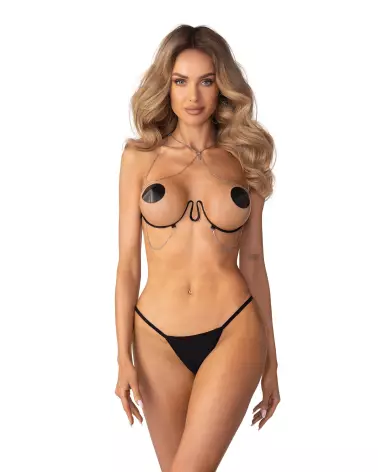 Harnais soutien-gorge noir Obsessive élégant et premium-1
