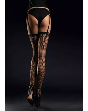 Bas Satine 30 DEN Noir Fiore, élégance et confort en lingerie chic-1