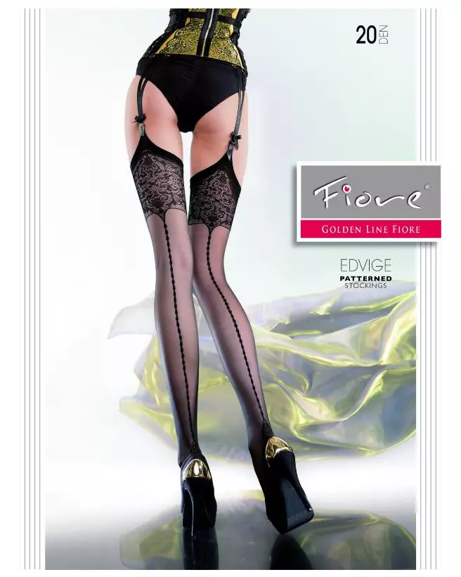 Image des bas Edvige 20 DEN noir par Fiore, collants élégants et confortables-1