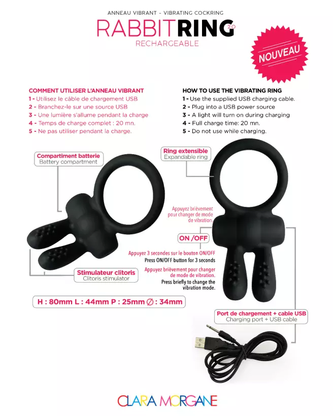 Rabbit Ring Rechargeable Clara Morgane - image 9