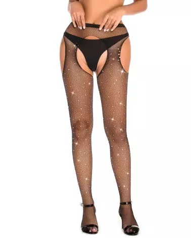 Collant noir à strass ST03 de Rougir de Désir, style élégant et séduisant-2