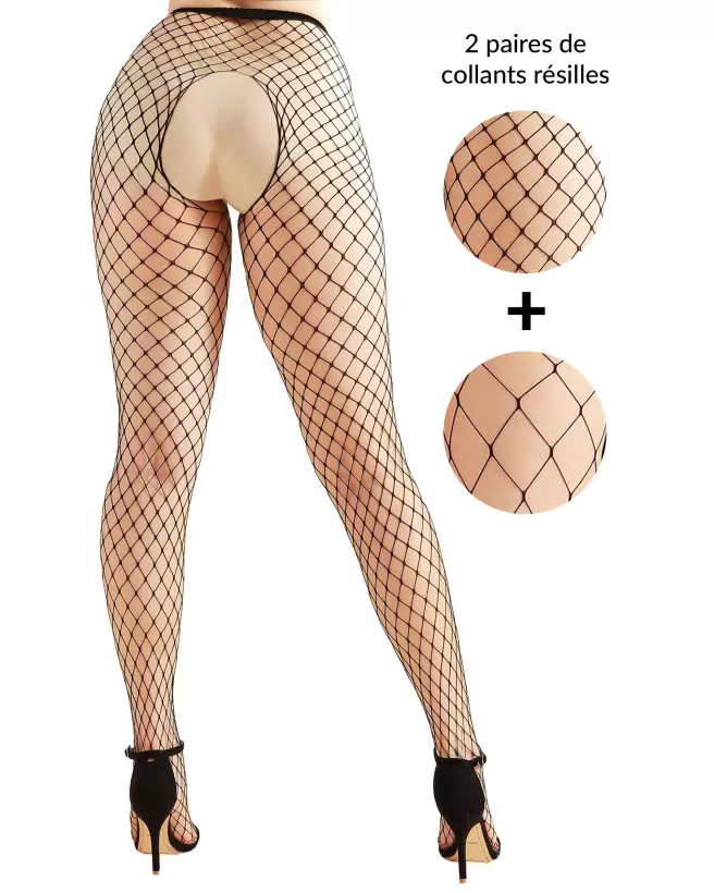 Collants résille noirs ROUGIR DE DESIR taille unique élégants-1