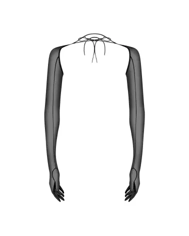 Gants longs noirs Euphori de Obsessive avec tissu extensible et attaches élégantes-2