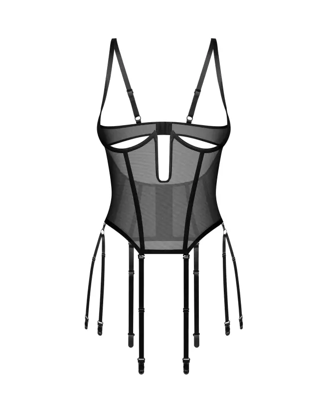 Corset Euphori Obsessive noir avec jarretelles ajustables et design ouvert-7