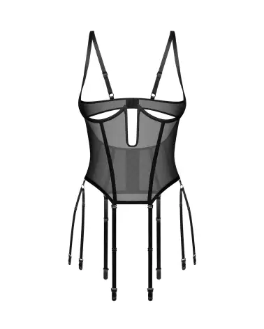 Corset Euphori Obsessive noir avec jarretelles ajustables et design ouvert-7