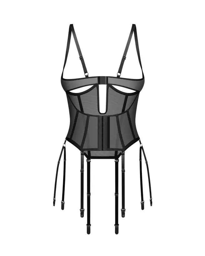 Corset Euphori Obsessive noir avec jarretelles ajustables et design ouvert-8